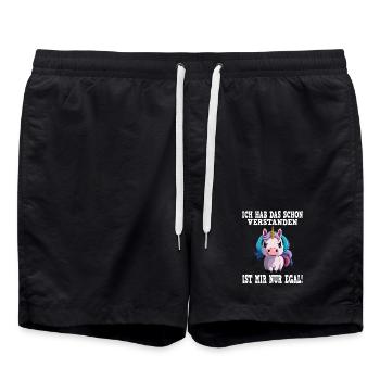 Cute unicorn cuddly look - Swim Trunks - black - Front - AI Model Male 185 light (185cm)