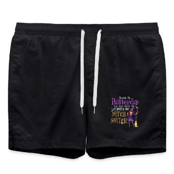 Schnallen Sie sich an Butterblume Hexenschalter Halloween - Badeshorts - Schwarz - Vorne - AI Model Male 185 light (185cm)
