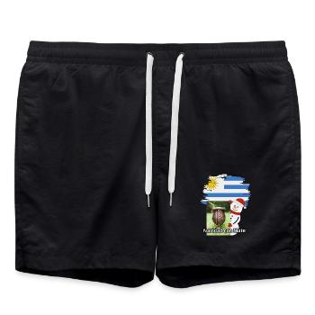 Célébration de Noël avec Mate et Bonhomme de neige - Short de bain - noir - Devant - AI Model Male 185 light (185cm)