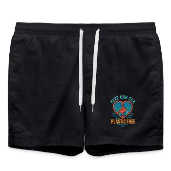 Keep our ocean plastic-free - Swim Trunks - black - Front - AI Model Male 185 light (185cm)