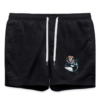 Skelett Cowboy reitet Orca  - Badeshorts - Schwarz - Vorne - AI Model Male 185 light (185cm)