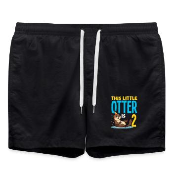 Cette loutre a 2 ans - Motif d’anniversaire mignon - Short de bain - noir - Devant - AI Model Male 185 light (185cm)