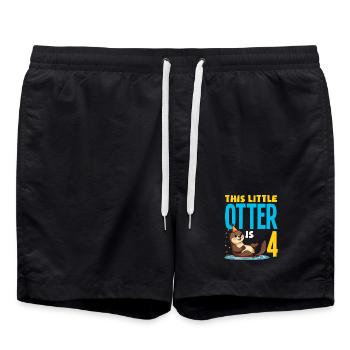 Cette loutre a 4 ans - Motif d’anniversaire mignon - Short de bain - noir - Devant - AI Model Male 185 light (185cm)