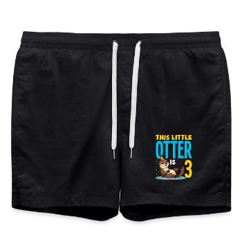 Cette loutre a 3 ans - Motif d’anniversaire mignon - Short de bain - noir - Devant - AI Model Male 185 light (185cm)
