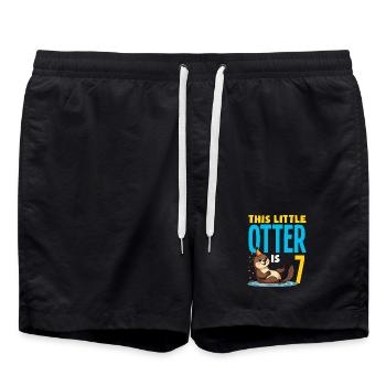 Cette loutre a 7 ans - Motif d’anniversaire mignon - Short de bain - noir - Devant - AI Model Male 185 light (185cm)