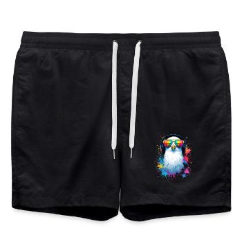 Oiseau mouette coloré avec des lunettes de soleil - Short de bain - noir - Devant - AI Model Male 185 light (185cm)