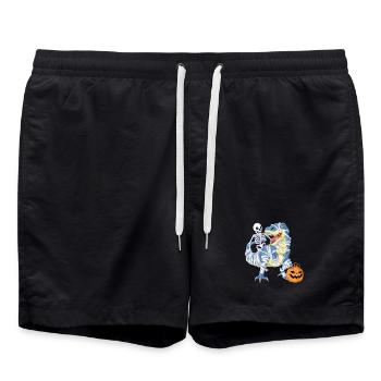 Squelette équitation momie dinosaure T-shirt Halloween - Short de bain - noir - Devant - AI Model Male 185 light (185cm)