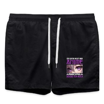 I don't just watch anime, sometimes I also play - Swim Trunks - black - Front - AI Model Male 185 light (185cm)