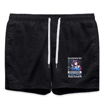 I don't just watch anime, sometimes I also play - Swim Trunks - black - Front - AI Model Male 185 light (185cm)