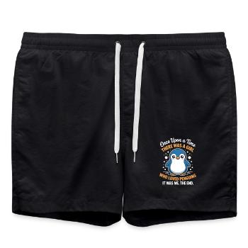 Dicton mignon pingouin - Short de bain - noir - Devant - AI Model Male 185 light (185cm)