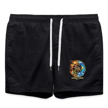 Elemental Chimera | Dragon of the 3 Elements - Swim Trunks - black - Front - AI Model Male 185 light (185cm)