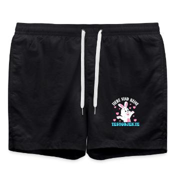 Animal welfare ANIMALS ARE NOT TEST OBJECTS FUNNY - Swim Trunks - black - Front - AI Model Male 185 light (185cm)