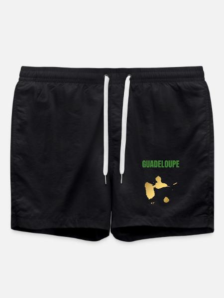 Guadeloupe West Indies Golden Map T-shirt - Swim Trunks - black