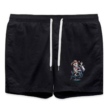 Skeleton cowboy on goat - Swim Trunks - black - Front - AI Model Male 185 light (185cm)