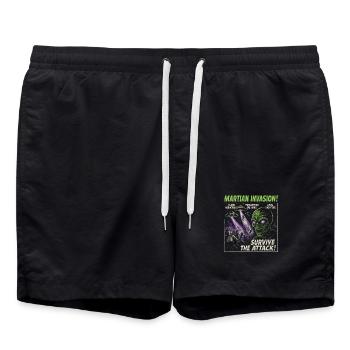 Mars Invasion Alien Movie Poster Halloween - Swim Trunks - black - Front - AI Model Male 185 light (185cm)