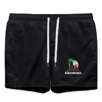 Werdende Mutter BÄRENMAMA Bald Mama Lustiges - Badeshorts - Schwarz - Vorne - AI Model Male 185 light (185cm)