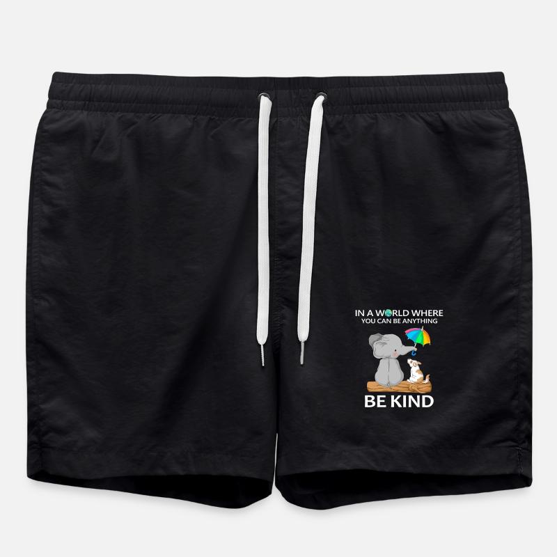 Be Kind Elephant and Dog - Swim Trunks - black