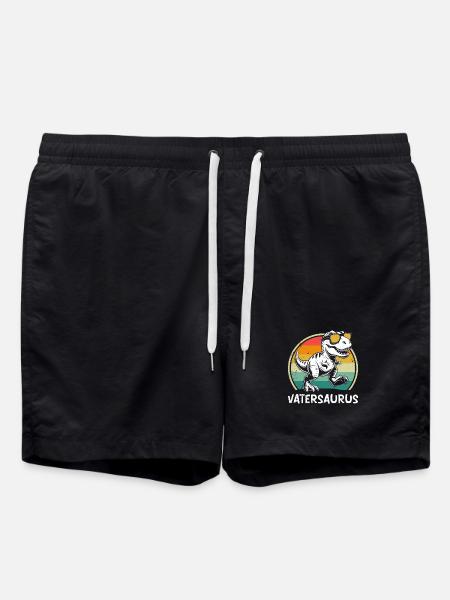 Bald Papa VATERSAURUS Retro Funny - Swim Trunks - black