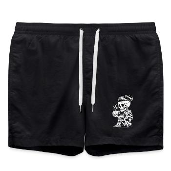 Skeleton Sipper Coffee - Swim Trunks - black - Front - AI Model Male 185 light (185cm)