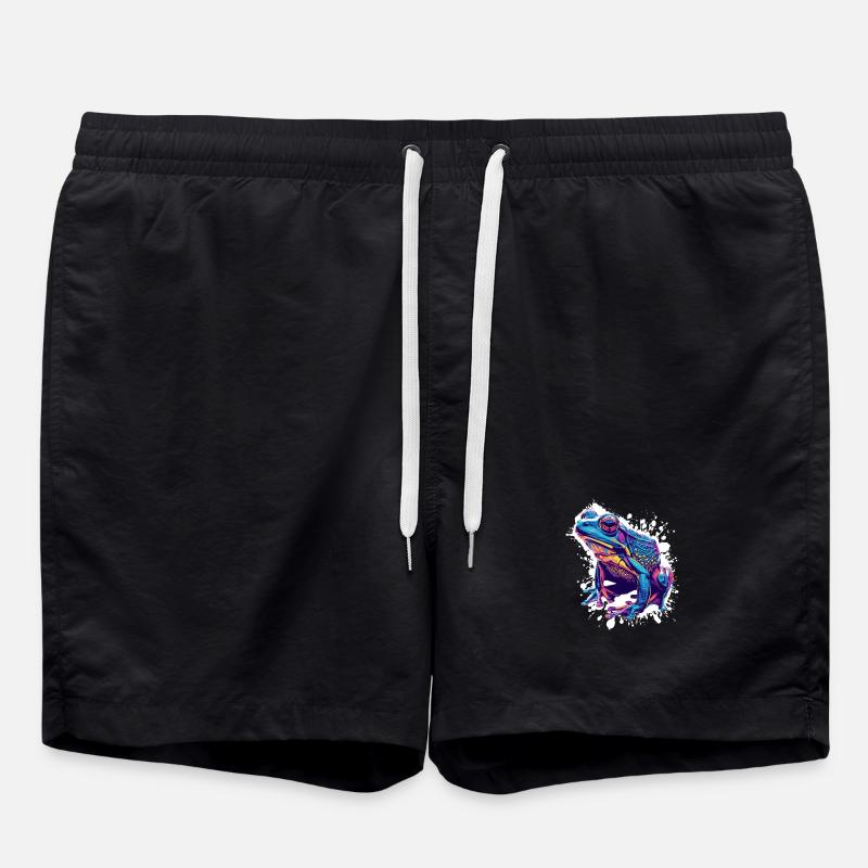 Neon Frog Splash Art - Swim Trunks - black