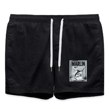 Marlin Anglerin Retro - Badeshorts - Schwarz - Vorne - AI Model Male 185 light (185cm)