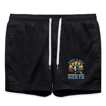 Funny Farm Animal Goat - Swim Trunks - black - Front - AI Model Male 185 light (185cm)
