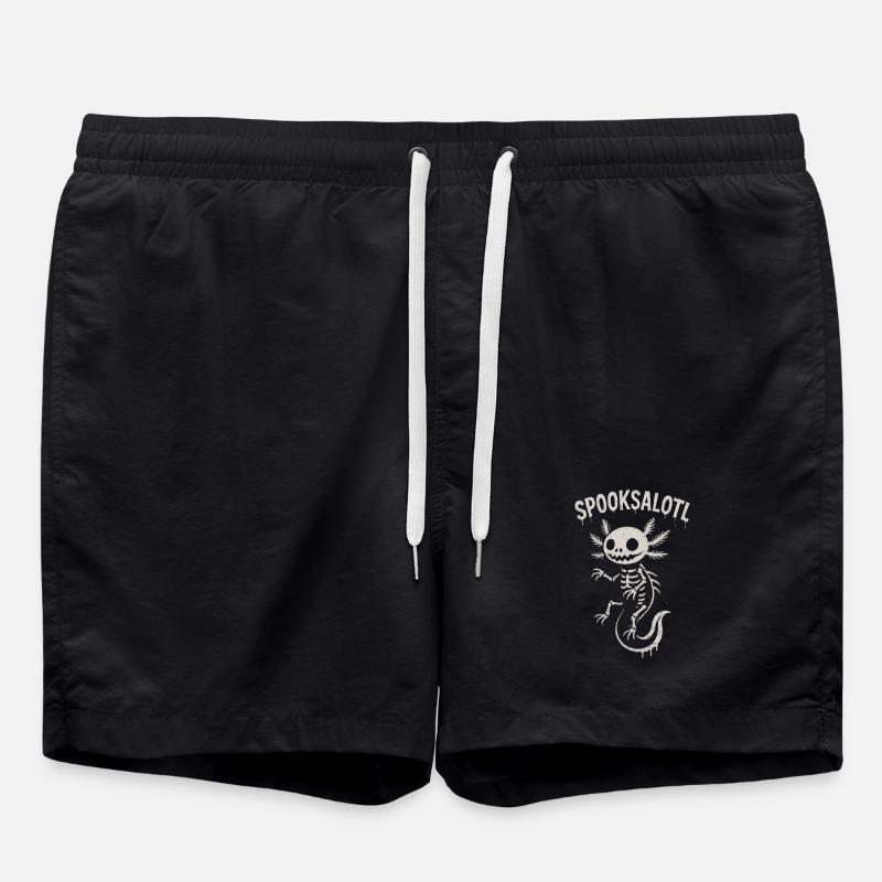Spooksalotl Skeleton Axolotl Halloween - Swim Trunks - black