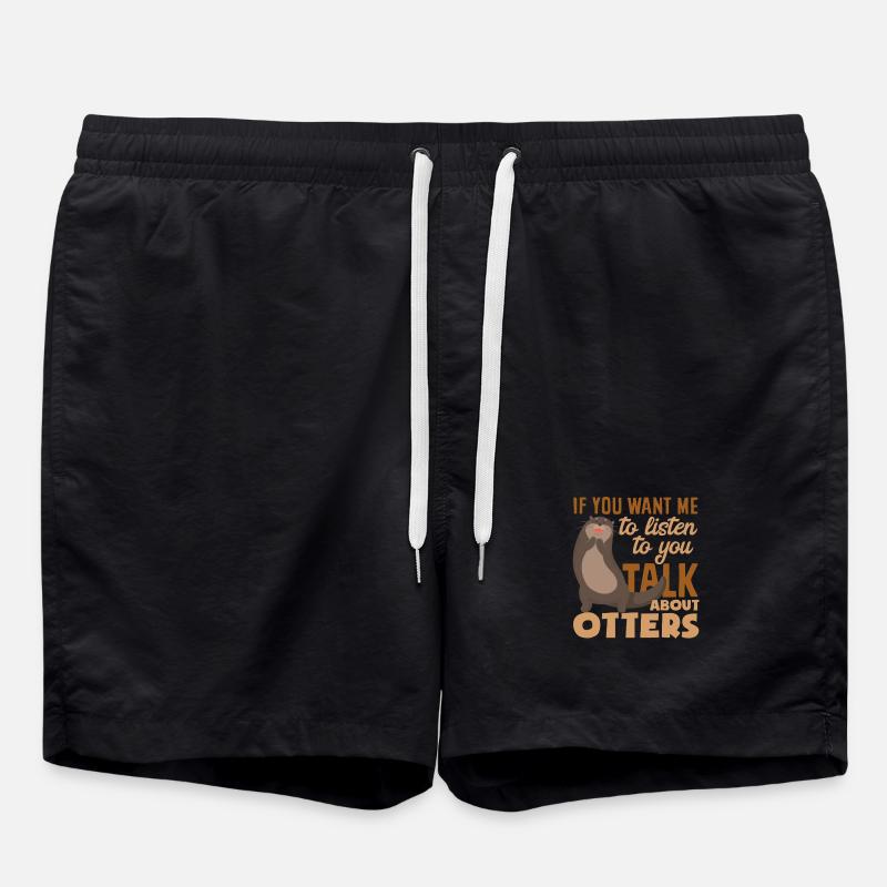Sea Otter Talk About Otter - Swim Trunks - black