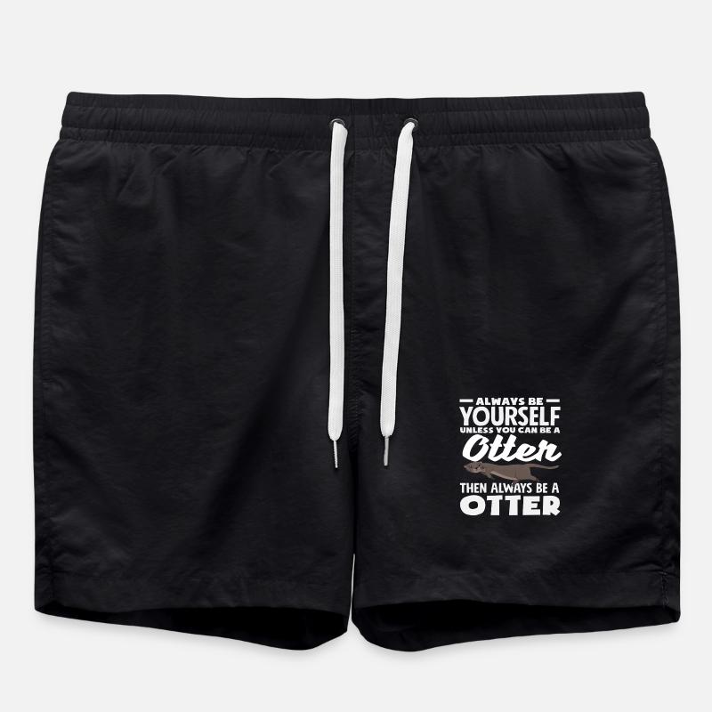 Sea Otter Cartoon Gift - Swim Trunks - black