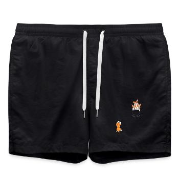 Funny Corgi Pocket Bucket Style Shirt - Swim Trunks - black - Front - AI Model Male 185 light (185cm)