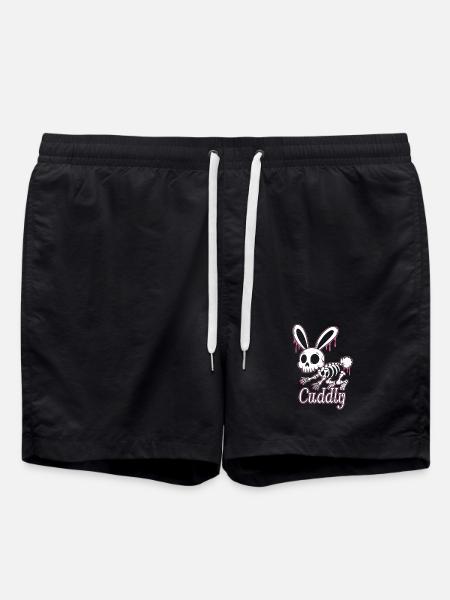 Bone Bunny Cuddly Halloween Rabbit - Swim Trunks - black