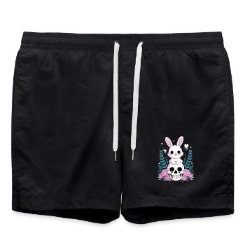 Lapin Goth Kawaii Pastel - Short de bain - noir - Devant - AI Model Male 185 light (185cm)