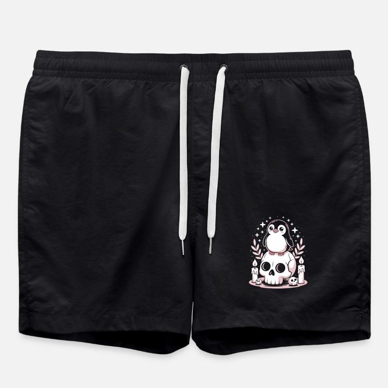 Kawaii Pastel Goth Penguin - Badeshorts - Schwarz