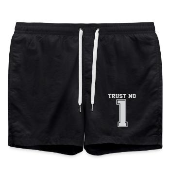Vertraue niemandem 1 Fette Typografie - Badeshorts - Schwarz - Vorne - AI Model Male 185 light (185cm)