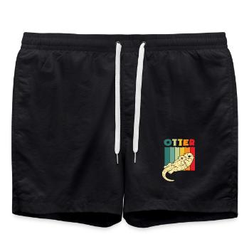 Retro Sea Otter Cartoon - Swim Trunks - black - Front - AI Model Male 185 light (185cm)