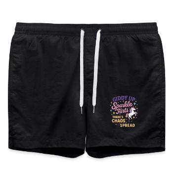 Schwindlig Glitzerndes Fürzchaos breitet sich aus - Badeshorts - Schwarz - Vorne - AI Model Male 185 light (185cm)