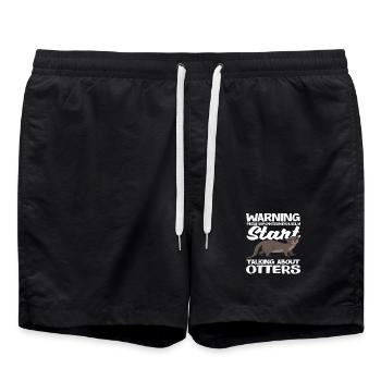 Talk About Sea Otter Cartoon - Swim Trunks - black - Front - AI Model Male 185 light (185cm)