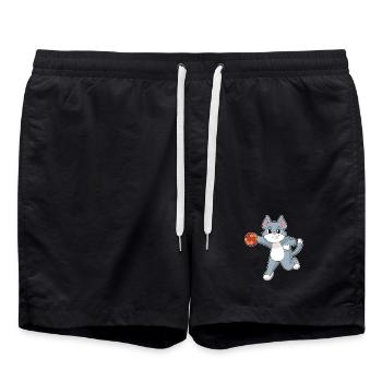 Chat Handball Joueur Handball - Short de bain - noir - Devant - AI Model Male 185 light (185cm)