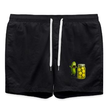 Cornichon Effrayé et Bocal Humoristique - Short de bain - noir - Devant - AI Model Male 185 light (185cm)