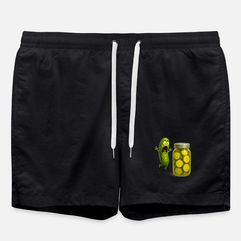 Scared Pickle and Humorous Jar - Swim Trunks - black