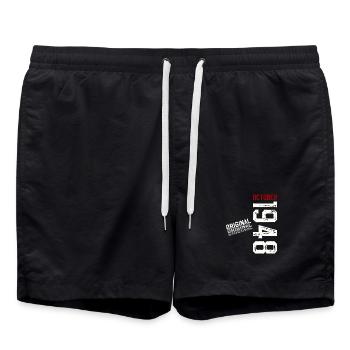 77th Birthday Original October 1948 - Swim Trunks - black - Front - AI Model Male 185 light (185cm)