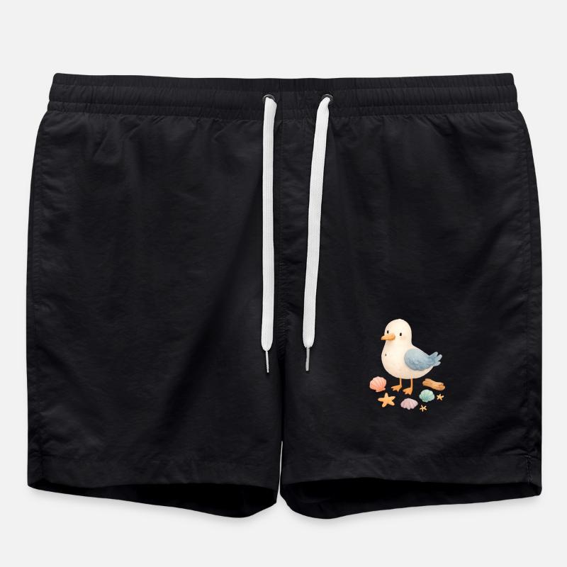 Seagull Beach Shells Maritime Coast - Swim Trunks - black