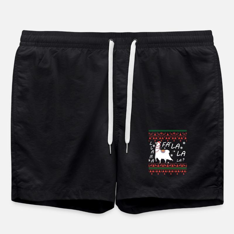 Llama Ugly Christmas sweater - Swim Trunks - black