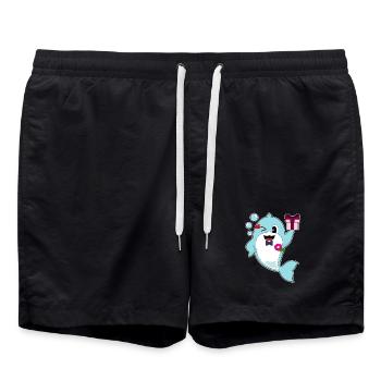 Dolphin Groom Bow Tie Wedding - Swim Trunks - black - Front - AI Model Male 185 light (185cm)