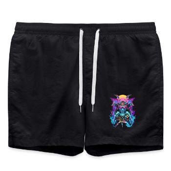 Gaming Controller Samurai Maske Ronin Zocker Motiv - Badeshorts - Schwarz - Vorne - AI Model Male 185 light (185cm)