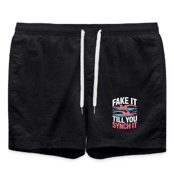 Synchronschwimmen Kunstschwimmen Wassersport - Badeshorts - Schwarz - Vorne - AI Model Male 185 light (185cm)