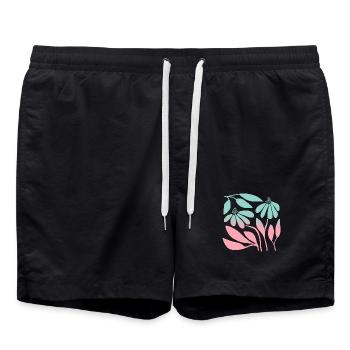 Marguerite in gradient green  - Badeshorts - Schwarz - Vorne - AI Model Male 185 light (185cm)