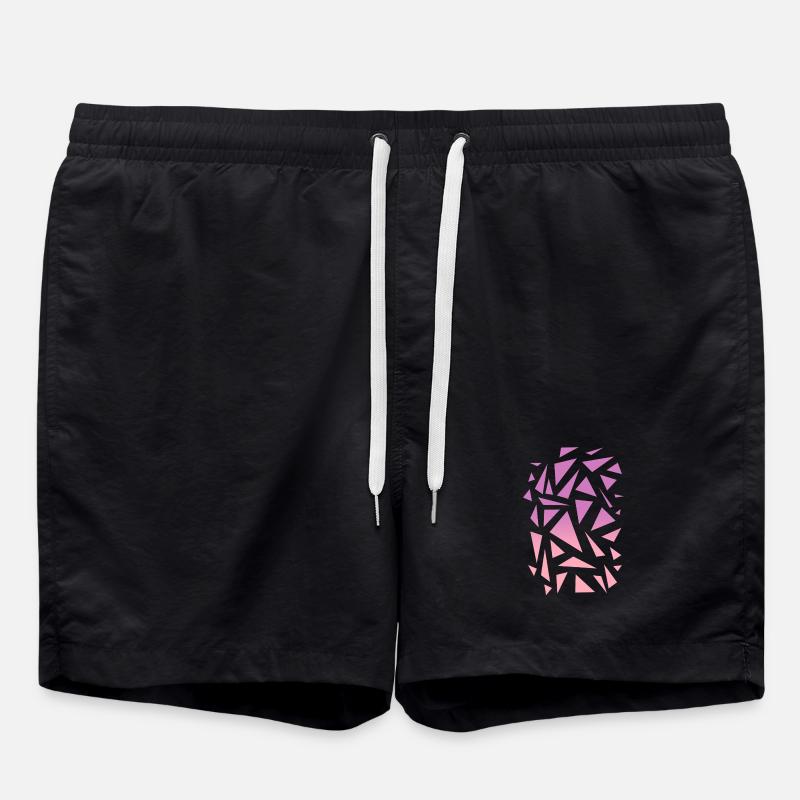 Triangle Pattern - Purple Pink - Swim Trunks - black