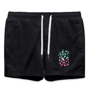 Motif triangulaire - Turquoise Pink - Short de bain - noir - Devant - AI Model Male 185 light (185cm)