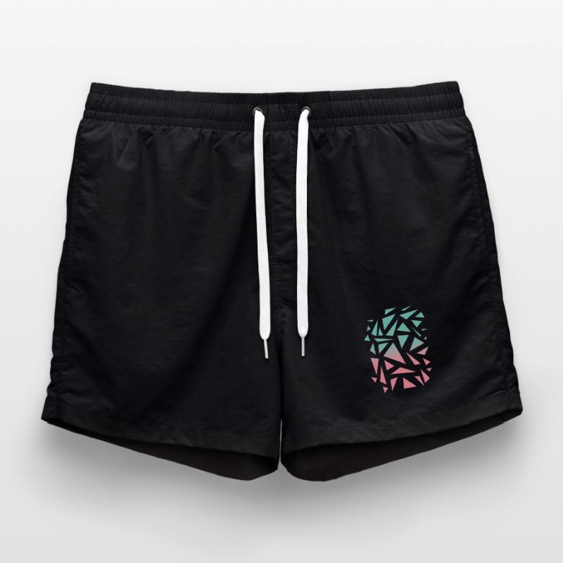 Triangle Pattern - Turquoise Pink Swim Trunks
